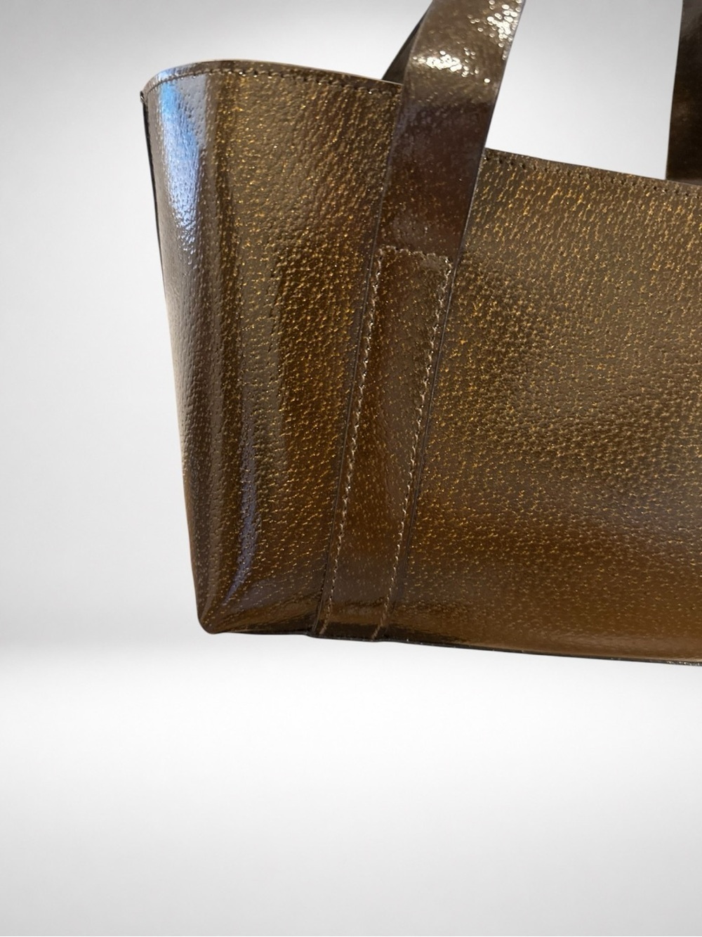 Gucci Authentic Vintage Brown Glossy Patent Leather Tote Hand Shoulder Bag - Picture 9 of 16